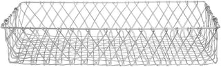 HUBERT Urban Link Rectangular Tapered Silver Steel Basket with Handles - 24" L x 9" W x 5" H