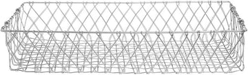 HUBERT Urban Link Rectangular Tapered Silver Steel Basket with Handles - 24" L x 9" W x 5" H