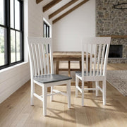 Solid Wood Dining Chair with Tall Mission-Style Back by Furnifact – Wood, White and Heather Gray, Pack of 2