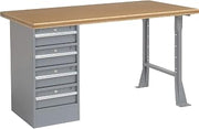 Global Industrial 60" W x 30" D Workbench, 1-3/4" Safety Edge Shop Top, 4 Drawer/Open Leg