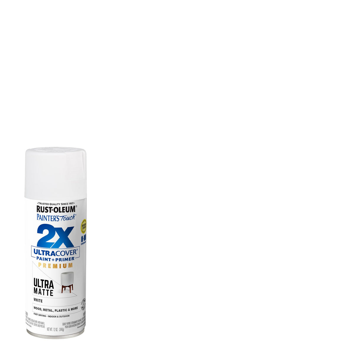 Painter's Touch 2X Ultra Cover Spray Paint by Rust-Oleum – 12 Ounce (Pack of 4), Plastic, Ultra Matte White, Pack of 4, Model 331181