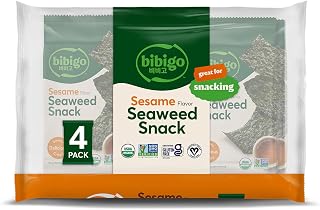 bibigo Organic Korean BBQ Flavored Seaweed Snacks, 24 Individual Packets, 0.16 Ounce (Pack of 24)