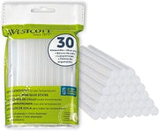 Westcott Mini Glue Sticks, Set of 30, 7 mm Diameter, 102 mm Long, Transparent, cartridges for hot Glue Gun, E-16837 00, 7 mm