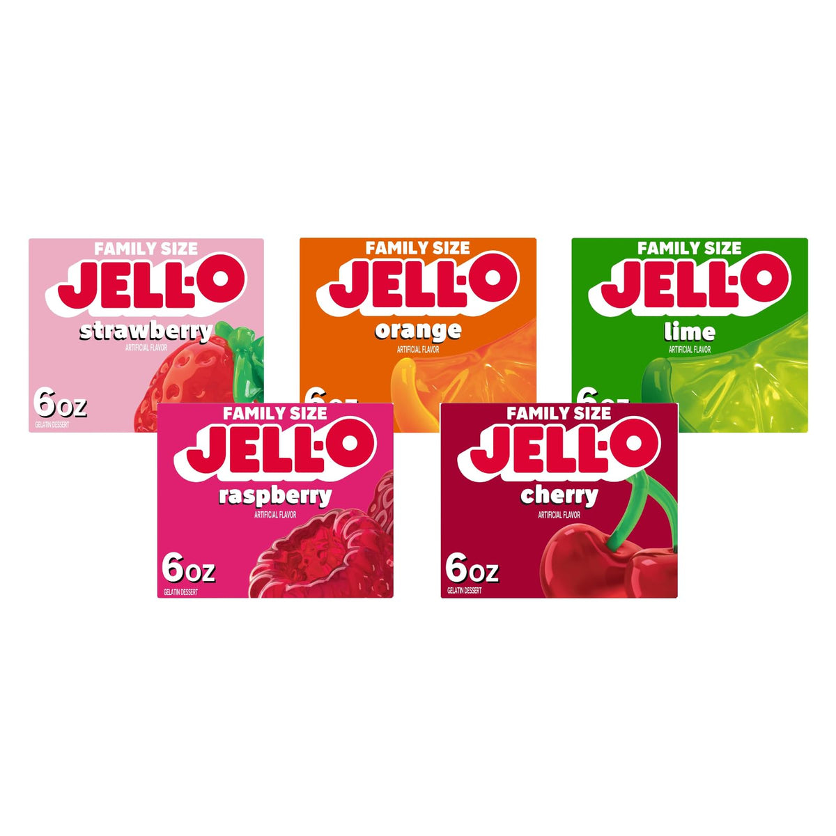 Variety Pack Orange Cherry Lime Strawberry Raspberry 6 oz (5-Pack) by Jell-O – 6 Ounce (Pack of 5), Pack of 5