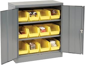 Global Industrial Locking Storage Cabinet with (12) Yellow Removable Bins, 36x18x42