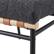 Dark Gray Boucle Fabric Dining Chairs Set of 2 with Black Iron Legs by Furnifact – Fabric, Steel, Wood, Grey, Pack of 2