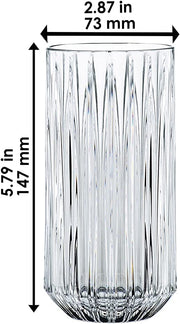 Jules Collection Long Drink Glasses by Nachtmann – 13 oz, 375 milliliters, Glass, Clear, Pack of 4