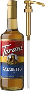 Torani Coffee Syrup, Amaretto Flavor for Drinks, Pump Included, 25.4 Fl Oz