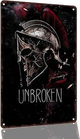 Unbroken Spartan Warrior Helmet 8 x 12 Inch Aluminum Wall Decor