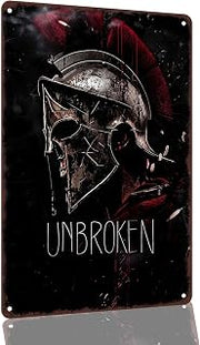 Unbroken Spartan Warrior Helmet 8 x 12 Inch Aluminum Wall Decor