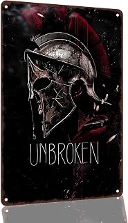 Unbroken Spartan Warrior Helmet 8 x 12 Inch Aluminum Wall Decor