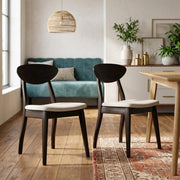 Black Wenge Solid Wood Dining Side Chair Set of by Starlight Canyon Home – Full Solid Rubberwood, Fabric, Black, Pack of 2