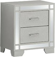 Starlight Canyon Home Beige Nightstand, Wood Construction, Glam Design, Center Mount Metal Drawer Glides, Spacious Drawer, Elegant Champagne Finish
