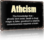 Atheism Metal Sign 8x12 Inch for Study Room Wall Decor | Atheism Belief Sign, Home Office Decor, Library Accent, Rational Thinking Gift for Free Thinkers