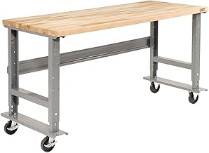 Global Industrial Mobile Adjustable Height Workbench, 60" W x 30" D, 1-3/4"