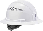 Vented Hard Hat , Full Brim Style, Ratchet Suspension, Class C, Ergodyne Skullerz 8973,White