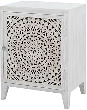Starlight Canyon Home White Wash Nightstand with 1 Door, Crafted from Wood, Includes 2 Shelves, Durable MDF Construction, Ideal for Bedroom Decor