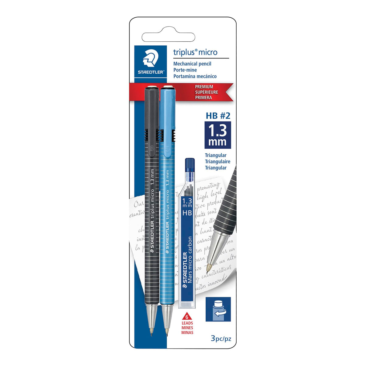 Triplus Micro Mechanical Pencils by STAEDTLER – 3 Count (Pack of 1), Plastic, Graphite, Model 77413SBKA6ST