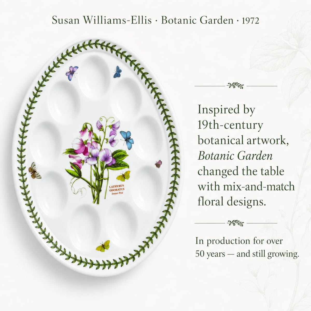 Portmeirion Botanic Garden Devilled Egg Platter, Sweet Pea, 12 Inch