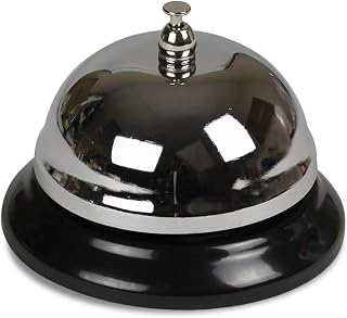Hygloss Products Classic Silver Call Bell - Durable Metal with Chrome Finish - Crisp Ringing Tone - School, Hotel Concierge, Reception & More - 3.5" x 2.25" - 12 Pieces (61510)