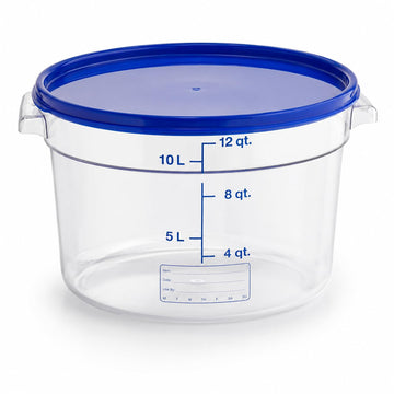 12 Qt Round Polycarbonate Food Storage Container with Blue Lid by Glownary – 12.0 quarts, Clear, Model 247rcl12kt1