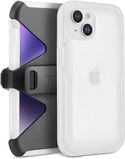 Pelican Voyager Series - iPhone 14 Plus Case 6.7" [Wireless Charging Compatible] [Anti-Yellow] Heavy Duty Phone Case with Belt Clip Holster Kickstand [18ft Military Grade Drop Protection] - Clear