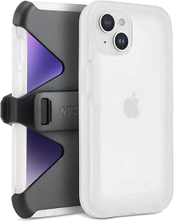 Pelican Voyager Series - iPhone 14 Case / 13 6.1 Inch [Wireless Charging Compatible] [Anti-Yellow] Rugged, Heavy Duty Phone Case w/Belt Clip Holster Kickstand [18ft MIL-Grade Drop Protection]- Clear