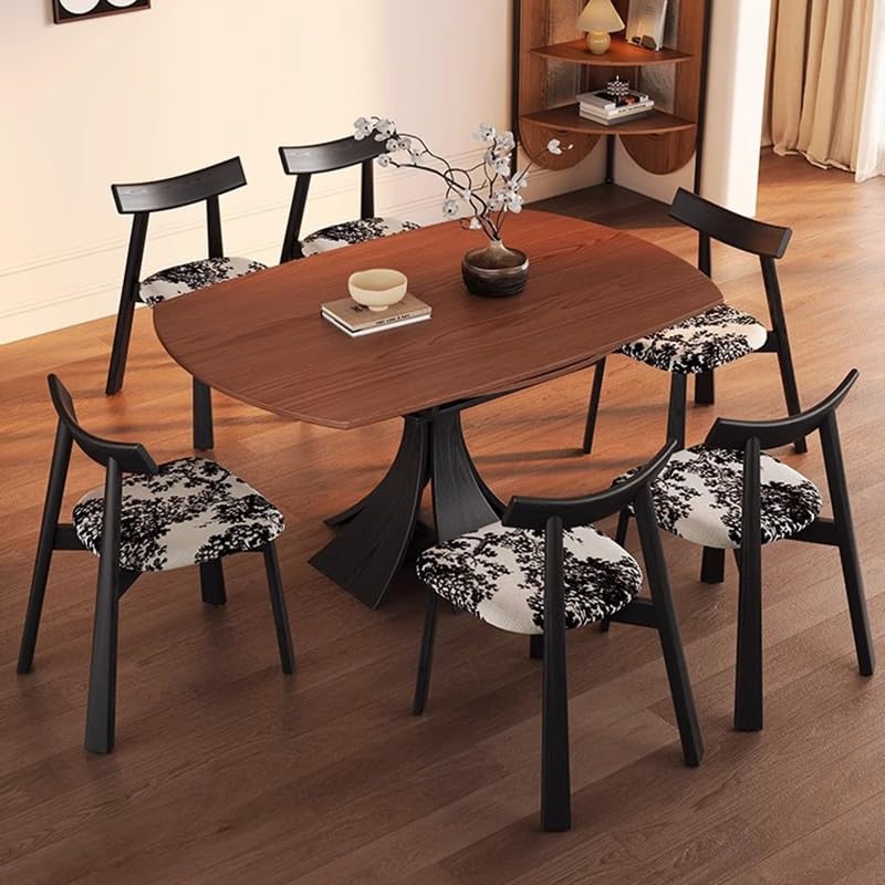 Mesa De Jantar Wooden Dining Table Walnut Round Retro Home Small Diner Table by JOYNOW – One Size, 150x90x76cm, Model 8524