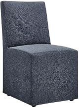 Modway Tessera Upholstered Parsons Dining Room Chair with Removable Denim Slipcover – Modern Linen-Like Slipcovered Dining Side Chair with Rolling Casters