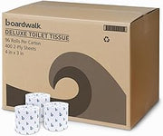 Boardwalk BWK6144 Two-Ply Toilet Tissue, White, 4" x 3" Sheet, 400 Sheets per Roll (Case of 96 Rolls)