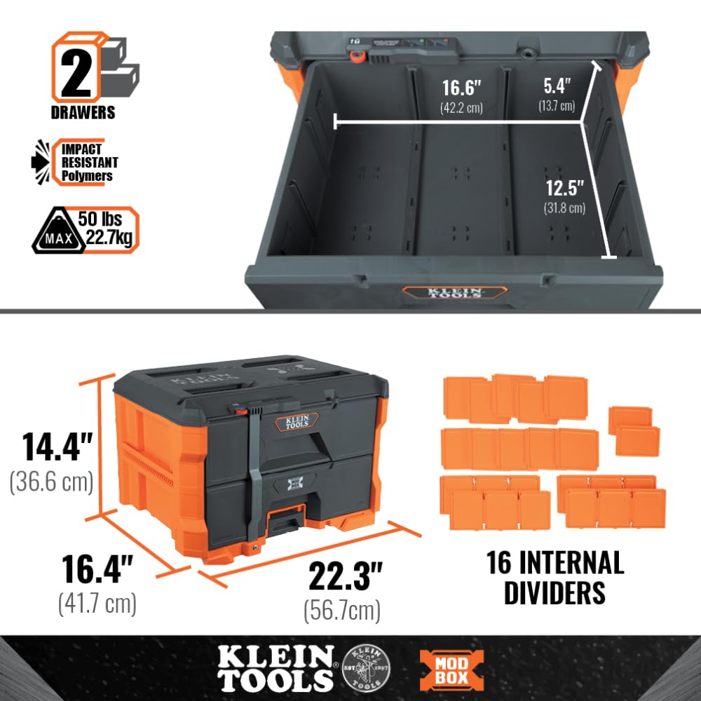 KLEIN TOOLS 2-Drawer / Orange / 50.0 pounds Tool Boxes