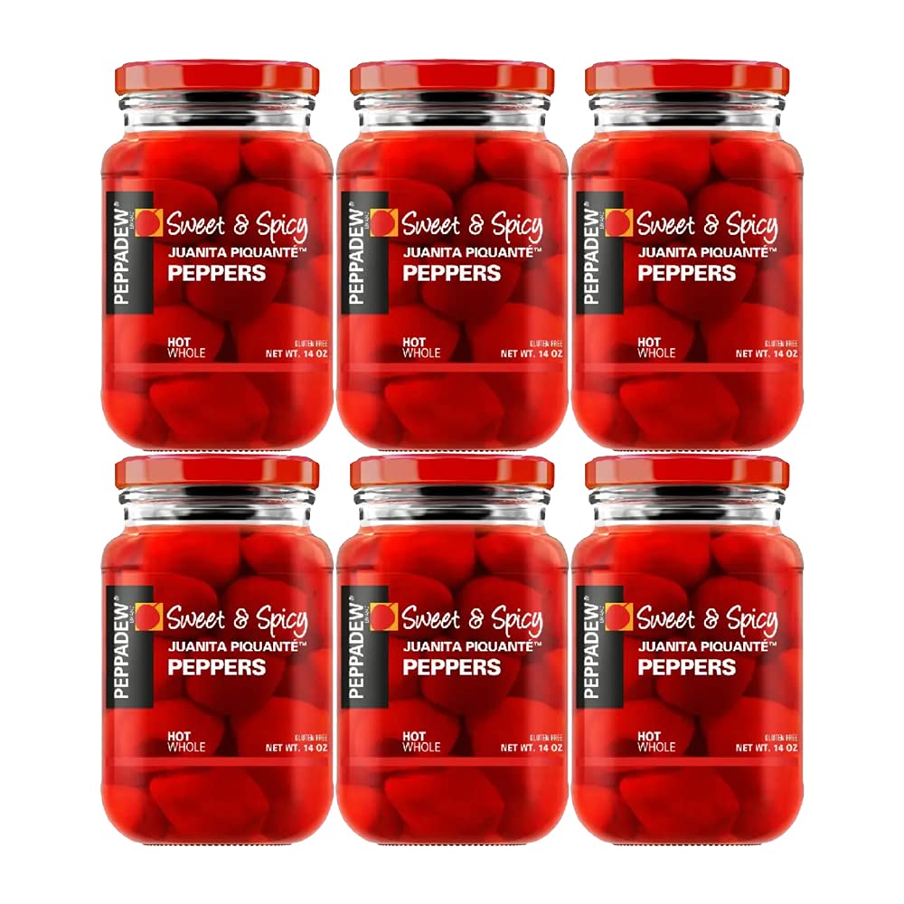 Peppers - Hot - Value Bundle of 6 (84 ounce) by PEPPADEW – 14 Ounce (Pack of 6), Pack of 6, Model Peppadew Peppers - Hot - Value Bundle of