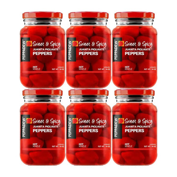Peppers - Hot - Value Bundle of 6 (84 ounce) by PEPPADEW – 14 Ounce (Pack of 6), Pack of 6, Model Peppadew Peppers - Hot - Value Bundle of