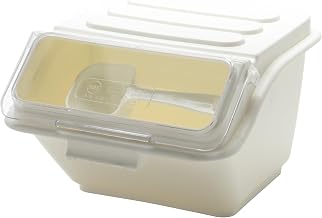 Winco 2 Gallon White Shelf Ingredient Bin | Dishwasher safe, BPA-free, Stackable, One-handed lid, Scoop included, Great for Water, Juice, Soft Drinks and Cocktails