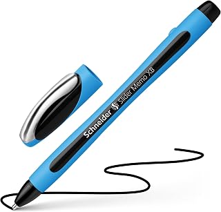 Schneider Slider Memo XB (Extra Broad) Ballpoint Pen, 1.4 mm, Light Blue Barrel, Black Ink, Blister Pack of 1 Pen (75023)