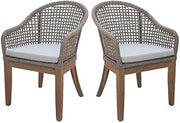 IC INTERNATIONAL CONCEPTS Set of Two Outdoor Teak Patio Dining Chair with Cushions - Natural