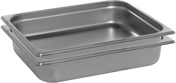 HUBERT Half Size Stainless Steel Steam Table Pan, 2 Pack, 2.5" Deep, 24 Gauge, NSF