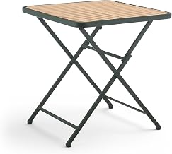 Meridian Furniture 55012Green-T Marilla Collection Modern | Contemporary Outdoor Folding Dining Table with Iron Metal Frame, Plastic Slatted Top, Green, 27.75" W x 27.75" D x 29.75" H