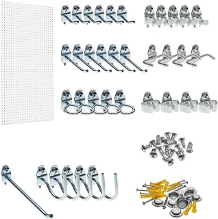 Triton Products DB-36WH-Kit Polypropylene Pegboard Kit with 36 Piece Locking Hook System, White, 24" x 48" x 1/4" - Garage Storage and Organization