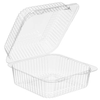 Inline SureLock 6 1/16" x 6 7/16" x 3 5/16" Clear Hinged Plastic Deli Container - 500 per Case by Inline Plastics Corporation – Plastic, Clear, Model SLP25