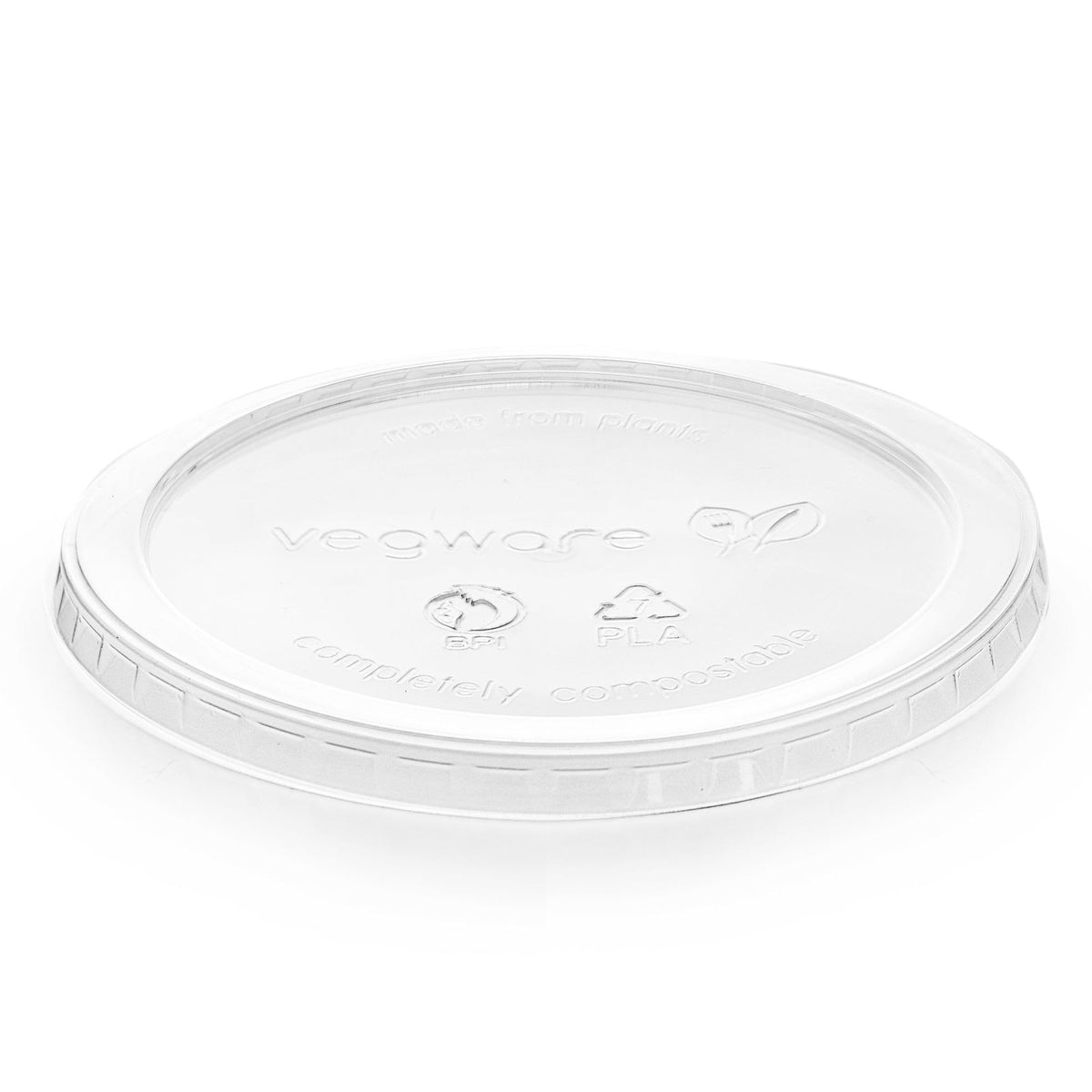 Compostable Clear Round Deli Container Lids by Vegware – 8-32oz, Plastic, Clear, Pack of 500, Model VDC-120H