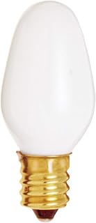 Satco S3792 120V 2/Card Candelabra Base 7-Watt 7C7 Night Light Bulb, White