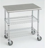HUBERT Kitchen Cart with Solid Stainless Steel Top - 49"L x 24"D x 39 1/2"H
