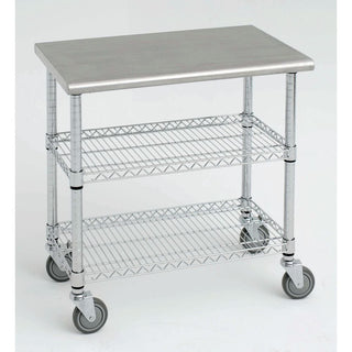 Kitchen Cart with Solid Stainless Steel Top - 38"L x 26"D x 39 1/2"H by HUBERT – Alloy Steel, Silver, Model 22400/34611
