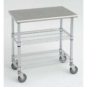 Kitchen Cart with Solid Stainless Steel Top - 38"L x 26"D x 39 1/2"H by HUBERT – Alloy Steel, Silver, Model 22400/34611