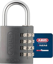 ABUS AB145/40 TITANIO 488061 Padlock, Gray | For lockers, suitcases & cabinets - customizable 4 digit code - security level 4 - width 41 mm, weight 110 g