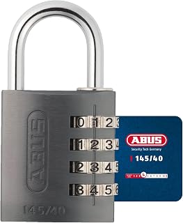 ABUS AB145/40 TITANIO 488061 Padlock, Gray | For lockers, suitcases & cabinets - customizable 4 digit code - security level 4 - width 41 mm, weight 110 g