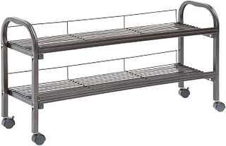 HUBERT Mobile Deli Display Bunk 2-Tier Espresso Metal - 47" L x 13 3/4" W x 23 1/2" H