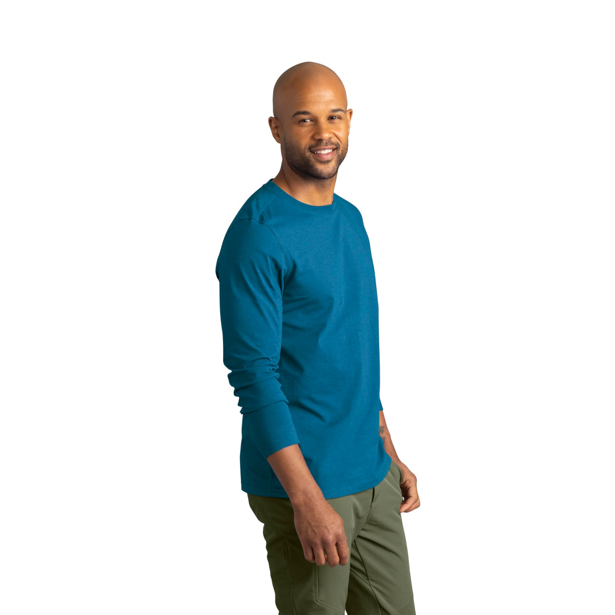 Men's Long Sleeve Midweight Performance Tee by Red Kap – Medium, Cotton, Heathered Mykonos, Model S4K5HM RG M