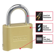 Master Lock 4 Pack / Gold / Number Combination Combination Padlocks